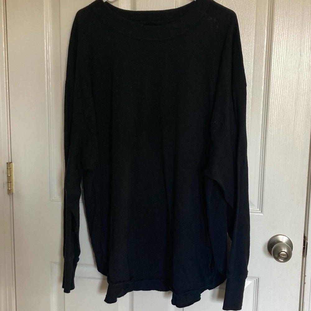 Gently worn Aerie Long Sleeve Oversized Boyfriend T-Shirt XL true black